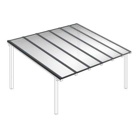 Polycarbonaat kanaalplaten dak helder compleet, vrijstaand, breedte tot 6,06 m x diepte tot 4,5 m. Profielen antraciet