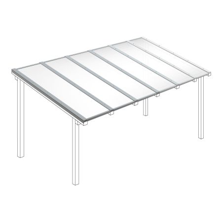 Polycarbonaat kanaalplaten dak opaal wit compleet, vrijstaand, 6 m x diepte tot 3 m